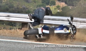 Ducati Monster Motorcycle Crash into Guardrail