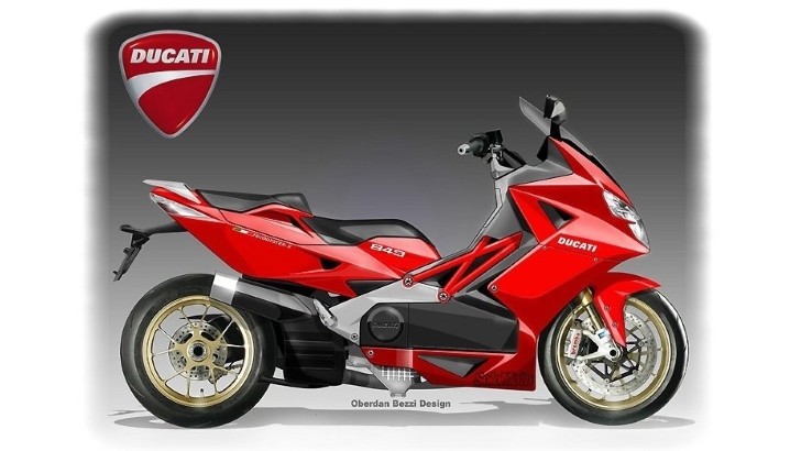 A Ducati maxi scooter rendering