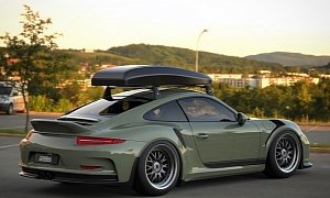 Ducktail-Only Porsche 911 GT3 RS Rendered with Roof Box as Practical Track Car