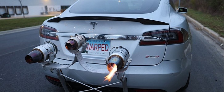 Youtuber Matt Mikka attached three jet engines to his Tesla Model S