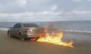 Dude Sets His Mercedes E220 on Fire to Prove His Love to His Wife
