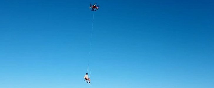 UAV Me designs and tries out human lifting fishing drone, will probably be punished for it