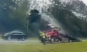 Dukes of Hazzard in Real Life: Video Shows Nissan Altima Go Airborne Over Tow Truck Bed
