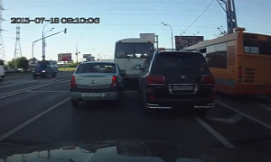 Crazy Lexus LX Driver Hits Two Buses in Russia