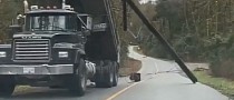 Dump Truck vs. Electricity Pole vs. Panicked Driver Stirs Up the Old Pot
