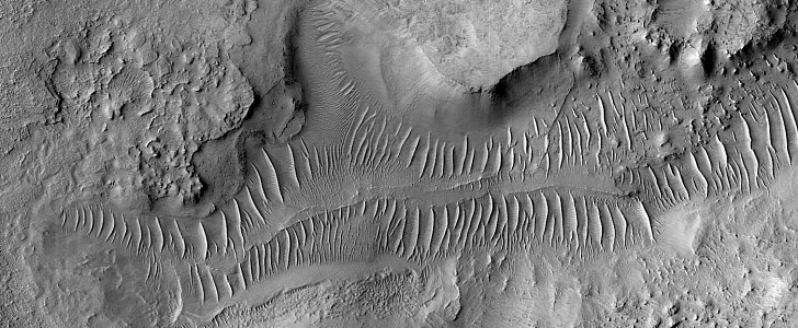 Dunes in the Huo Hsing Vallis region of Mars