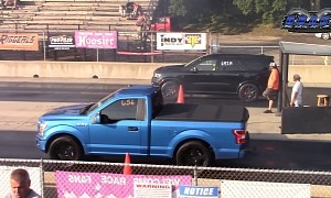 Durango Hellcat Drags Coyote F-150, Mustang GT, and 3 Series for Bus-Length Gaps