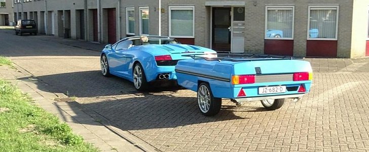Lamborghini Gallardo Tows Color-Coordinated Trailer in The Netherlands
