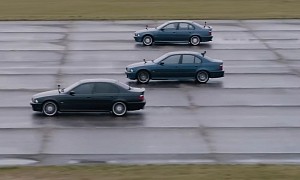 E39 BMW M5 Drag Races Alpina Siblings, All Three Sound Incredibly Good