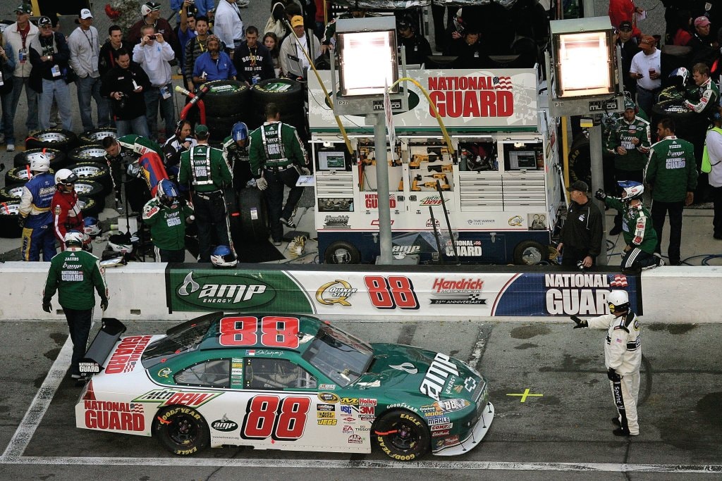 Dale Earnhardt Jr. while handed a one-lap penalty for parking