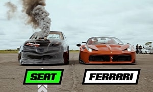 Eco-Enemy Seat Cordoba From Hell Tries To Destroy Ferrari 458 Spider Over the 1/4-Mile
