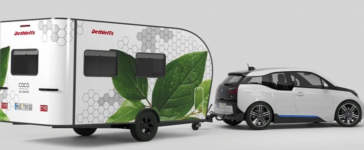 World's first e-caravan, the e.home Coco from Dethleff