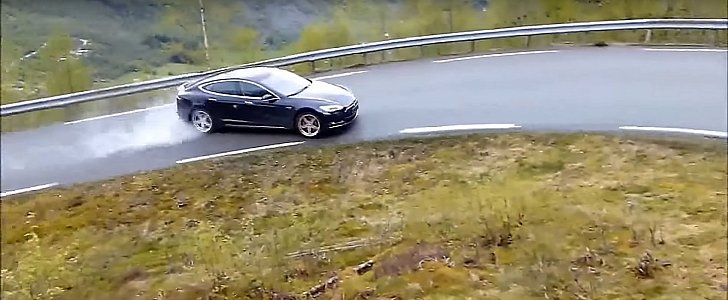 Tesla Model S drifting
