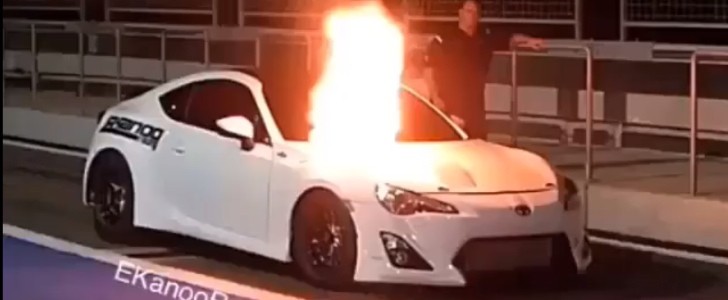 EKanoo Scion FR-S with 2JZ Spits Huge Flames Though the Hood - Video