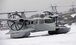 Ekranoplan Ground Effects Aircraft Used for Passenger Transportation in Remote Russia
