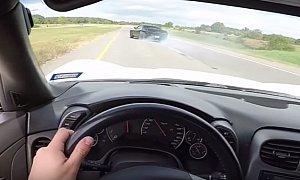 Elderly Driver in a Hellcat Shows Corvette Who's Boss in Quick Street Racing