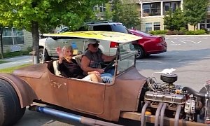 Elderly Lady Enjoying Rat Rod Shotgun Ride Is what Freedom Is All About