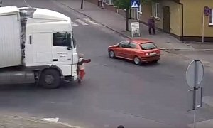 Elderly Woman's Run-in with a Semi Is Comical, But Could Have Been Gory