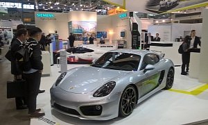 EVS30: Porsche Cayman Electric Concept Showcases Turbo Charging System