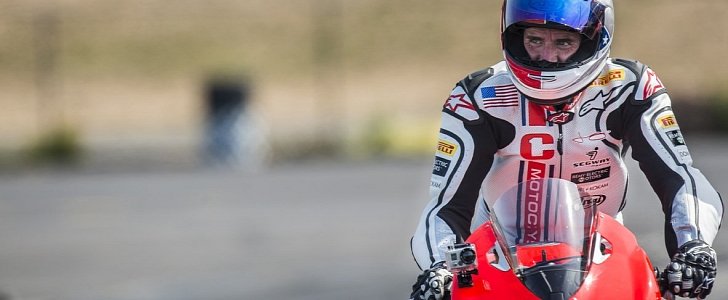 Michael Czysz riding a Ducati in 2014