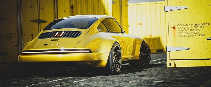 Electric Porsche 911 rendered with 930 influences 