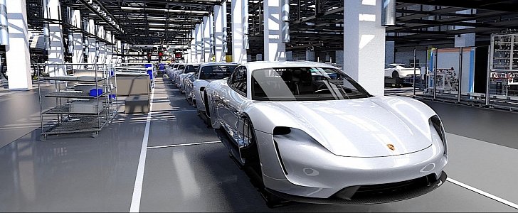 Porsche Taycan on the production line