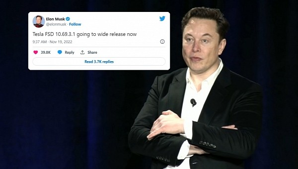 Elon Musk announced FSD will get a wide release with FSD 10.69.3.1