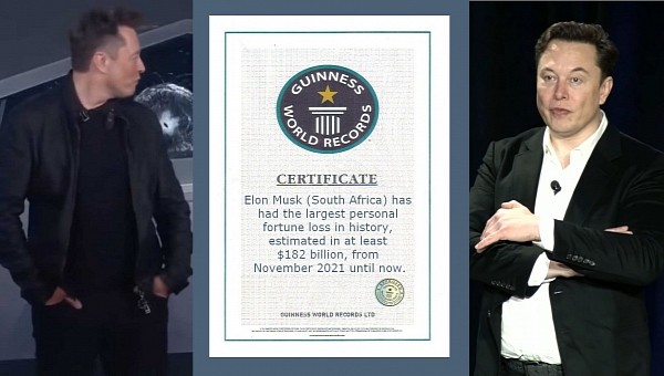 Guinness World Records certified Elon Musk is the biggest wealth loser in history