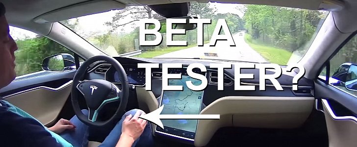 Tesla driver beta testing the Autopilot