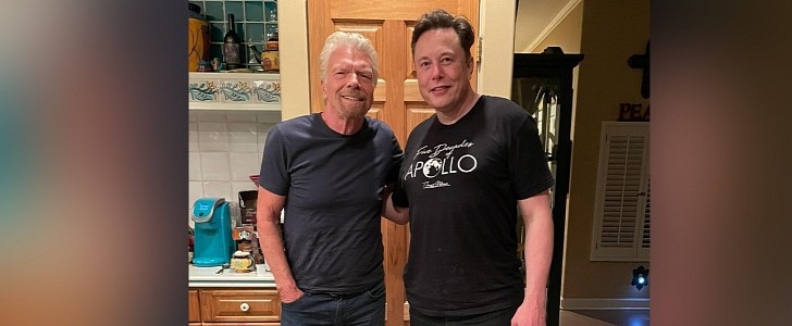On Sunday, before Virgin Galactic's first passenger flight, Elon Musk visited Richard Branson 