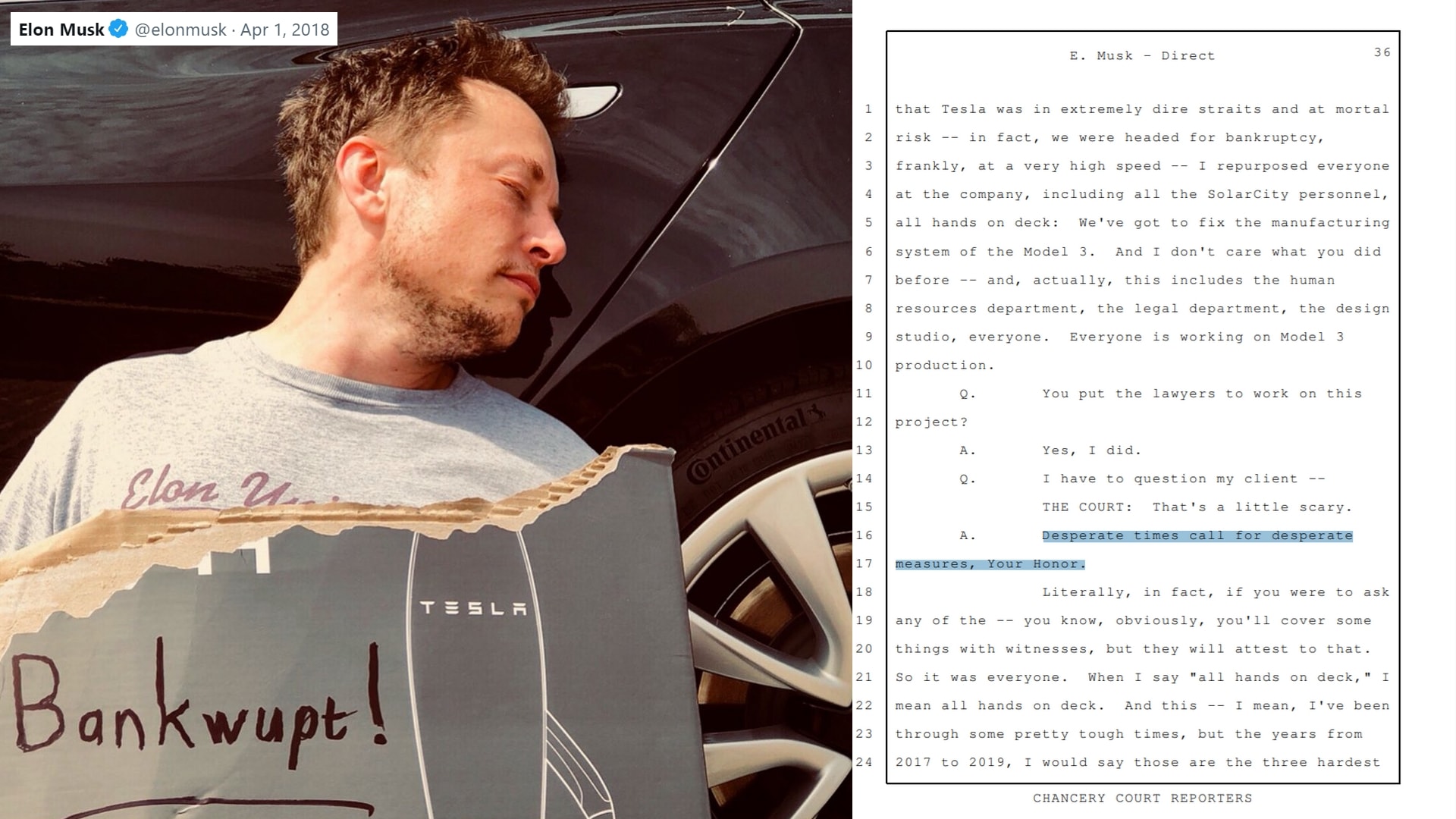 Elon Musk’s April Fool's Prank About Tesla Going Bankrupt Was a Real