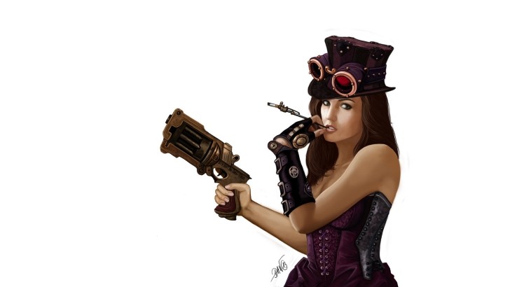 Steampunk girl with a weapon