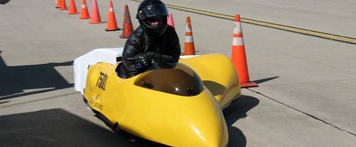 Kevin Clemens on his electric sidecar motorcycle