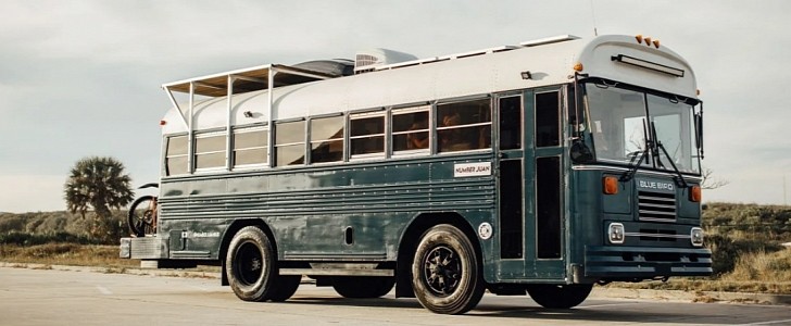 This school bus was converted into an epic off-grid Skoolie with three sleeping areas