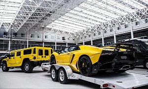 Epic Towing: Yellow Aventador Roadster LP720-4 and a Killer Hummer
