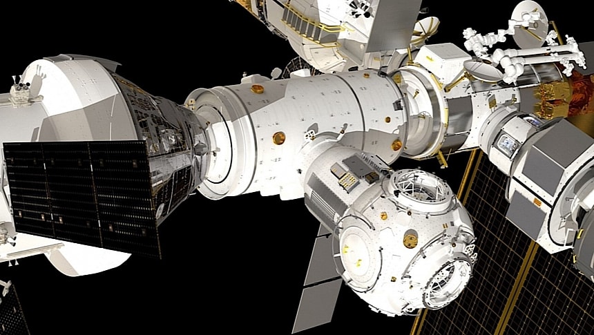 Rendering of the ESA Lunar I-Hab in space