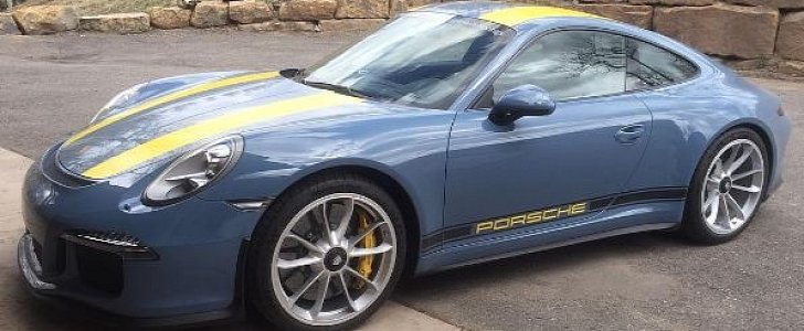 Etna Blue Porsche 911 R with Yellow Stripes