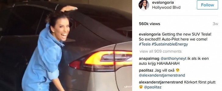 Eva Longoria Buys Tesla Model X, Is Excited to Try Autopilot