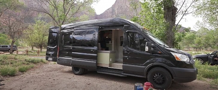 Family of four turns Ford Transit van into a lovely home on wheels