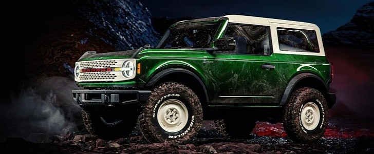 2022 Ford Bronco Heritage Edition in Everglades Green rendered by lbracket on Instagram