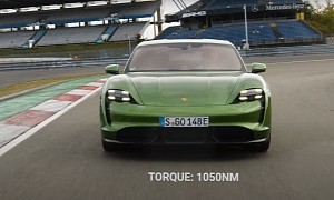 Ex-F1 Driver Nico Rosberg Drifts and Races the Porsche Taycan Turbo at the Ring