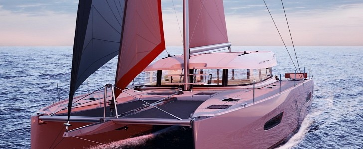 The future Excess 14 claims to have a unique layout for the catamaran market