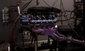 Exhaust of V10 Track Engine from BMW M5 Glows Purple