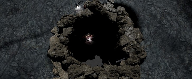 Illustration of a lunar pit