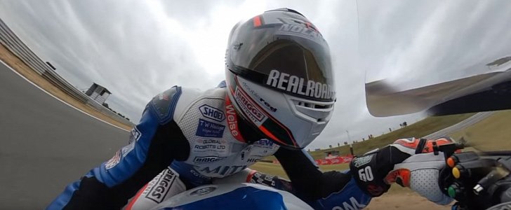 360-degree footage of rider Peter Hickman doing laps on his Smiths BMW S1000RR