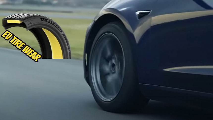 Tesla Model 3 Tire and a Michelin Tire Cross Section