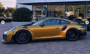 Explosive Gold Porsche 911 GT2 RS Shows $95,000 Chromaflair Paint in Texas