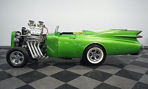 Exposed Engine, Green Windshield Machine Dreams of Being a 1959 Cadillac