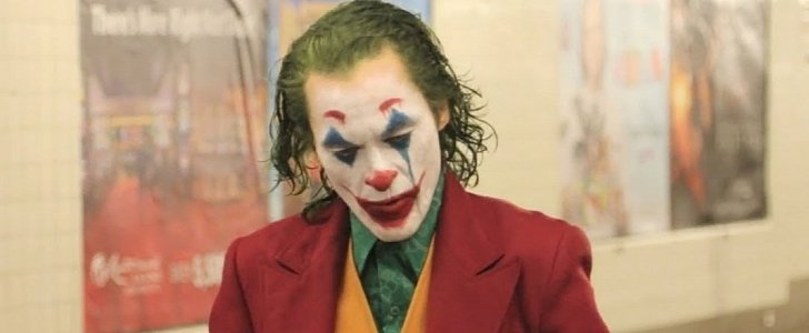 Joaquin Phoenix in character for "Joker," out in 2019