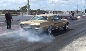 Extremely Rare 1968 Ford Mustang Cobra Jet Hits the Drag Strip, Runs Like a Champ